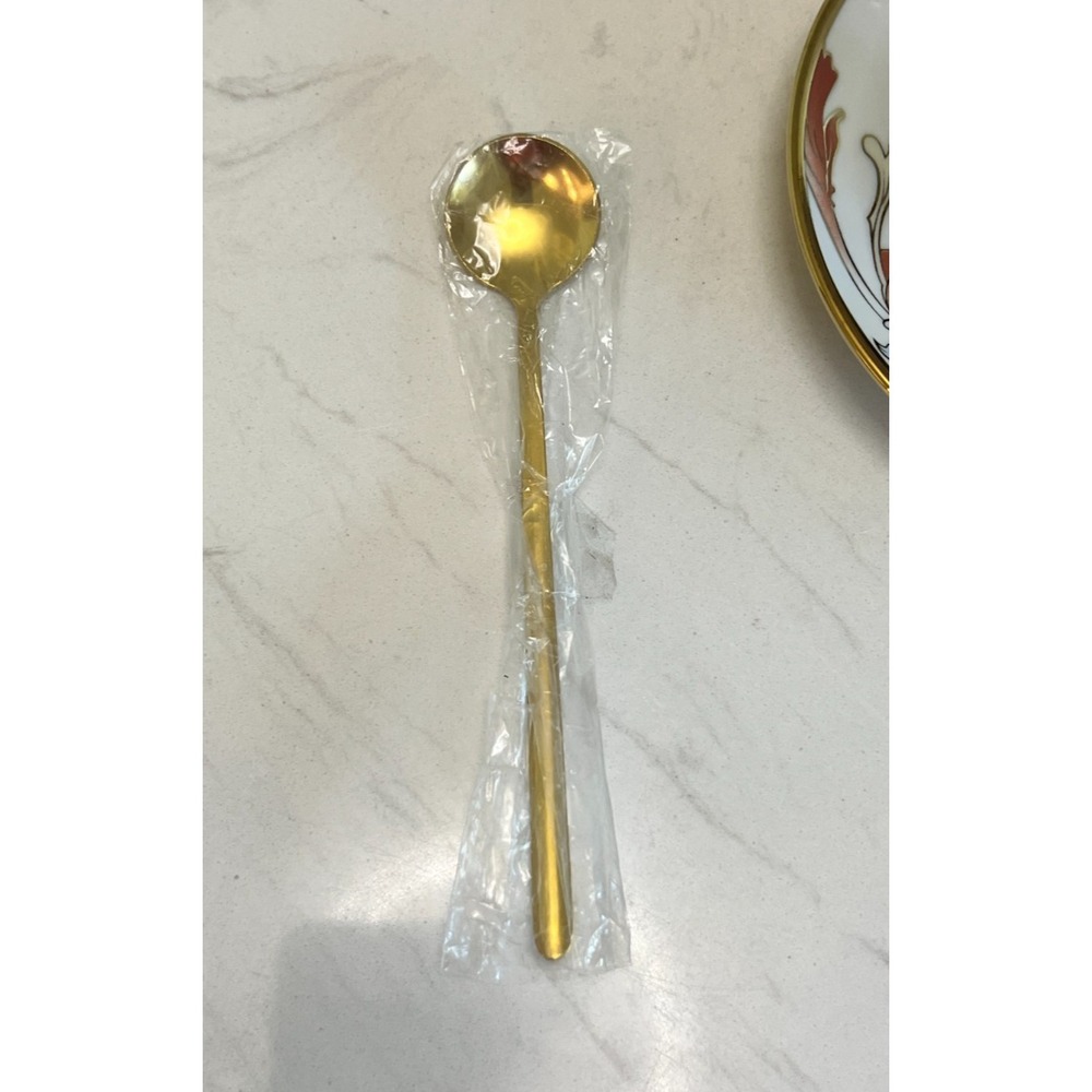 Gold Rim Peony Floral Teacup Saucer Spoon Set Fine Porcelain Cottagecore Party - Picture 2 of 14
